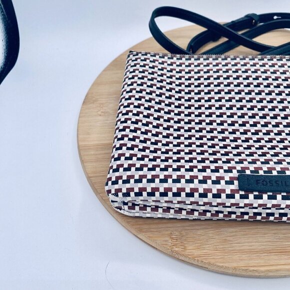 Fossil Messenger Bag Womens Medium Multicolor Leather Crossbody Purse - Picture 7 of 16